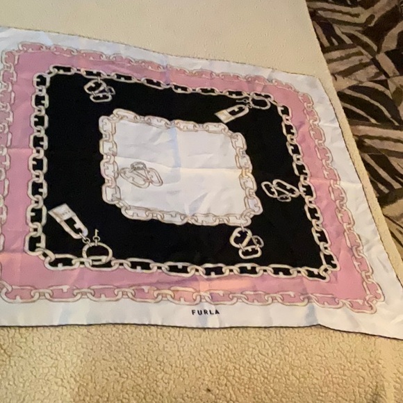 Furla Accessories - FURLA FOULARD printed Silk/White /Pink and Black Scarf Made in Italy NEW/NO TAGS